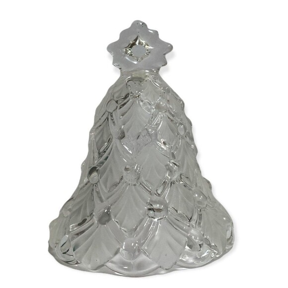 Mikasa WINTER DREAMS  Frosted Crystal Christmas Tree Bell, 5 1/2" Tall, Germany - Picture 1 of 7